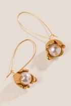 Francesca's Ariana Pearl Flower Drop Earrings - Gold