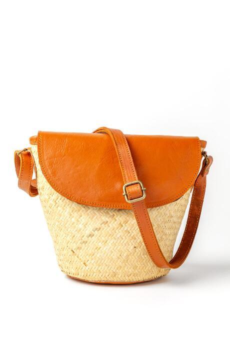 Francesca Inchess Straw And Tan Flap Crossbody - Tan