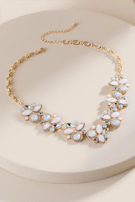 Francesca's Allie Crystal Statement Necklace - White