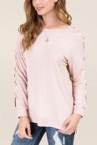 Alya Nera Lattice Shoulder Sweatshirt - Mauve