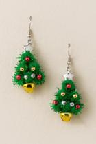 Francesca's Holiday Tree Drop Earrings - Green