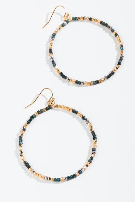 Francesca's Genesis Patina Beaded Circle Drop Earrings - Turquoise