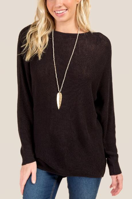 Francesca's Karlee Oversized Basic Sweater - Black