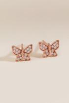 Francesca's Jalyne Crystal Butterfly Studs - Rose/gold