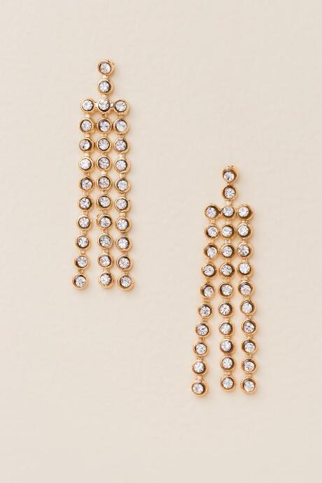 Francesca's Tina Crystal Fringe Earrings - Crystal