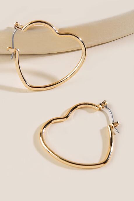 Francesca's Hadley Metal Heart Hoops - Gold