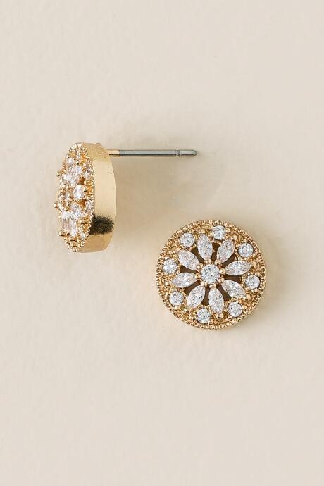 Francesca's Isabella Circle Cubic Zirconia Stud Earring - Crystal