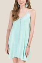 Francesca Inchess Apple Front Embroidered Mesh Shift Dress - Mint