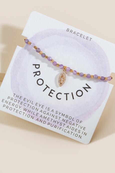 Francesca's Ashley Evil Eye Adjustable Bracelet - Purple
