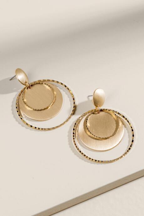 Francesca's Vanessa Brushed Circle Drop Earrings - Gold