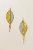 Francesca's Ayla Leather Leaf Earrings - Ivory