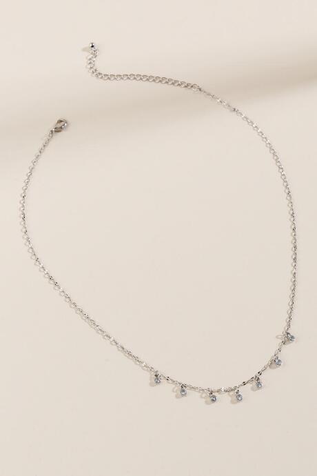 Francesca's Ember Cubic Zirconia Drop Chain Necklace - Silver
