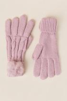 Francesca's Eva Fur Pom Cuff Gloves - Mauve