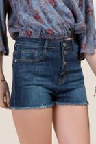 Harper High Rise Button Front Jean Shorts - Dark