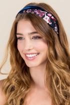 Francesca's Nani Floral Velvet Headwrap - Navy