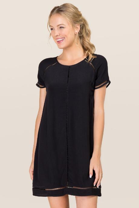 Blue Rain Drew Ladder Lace Shift Dress - Black