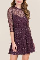 Secret Charm Hazel Shimmer Lace A-line Dress - Burgundy