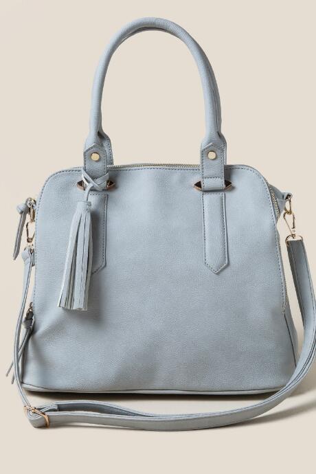 Francesca's Logan Double Zipper Satchel - Gray