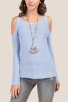 Blue Rain Kayden Cold Shoulder Pullover Sweater - Oxford Blue
