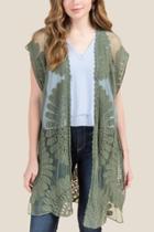 Francescas Elly Crochet Floral Ruana - Olive
