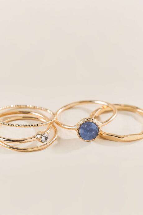Francesca's Zoe Druzy Stacking Ring Set - Blue