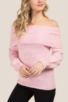 Francesca's Seraphina Off Shoulder Sweater - Pink
