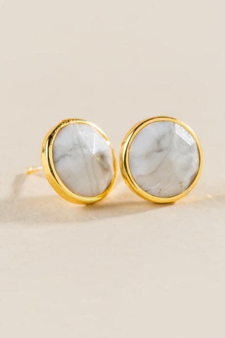 Francesca's Kai Faceted Howlite Stone Studs - White
