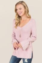 Blue Rain Emerald Cinched Sleeve Pullover Sweater - Mauve