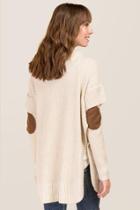 Francesca's Lula Elbow Patch Poncho - Taupe