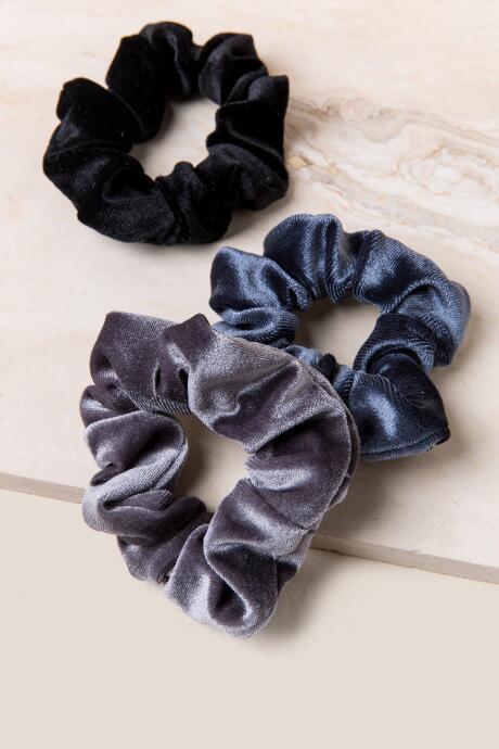 Francesca Inchess Rebecca 3 Pack Velvet Scrunchie Hair Ties - Black