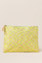 Francesca's Jolie Lime And Gold Print Pouch - Lime