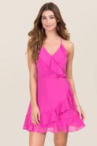 Mi Ami Hartley Ruffle Wrap Dress - Neon Pink