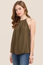 Blue Rain June High Neck Sleeveless Tank - Olive