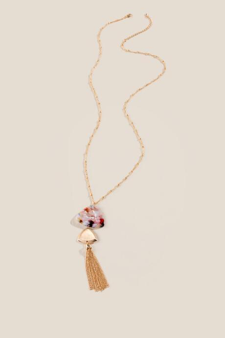 Francesca's Sam Metal Tassel Pendant Necklace - Multi
