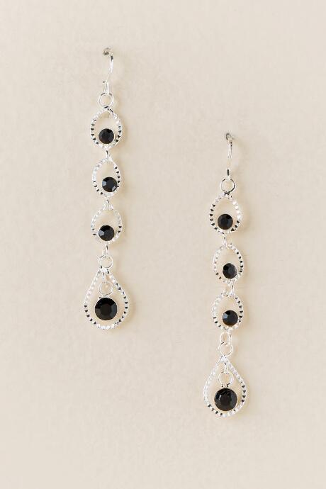 Francescas Andy Glass Linear Drop Earring - Black