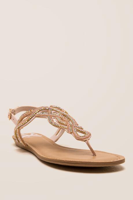 Fergalicious Supra Embellished T-strap Sandal - Blush