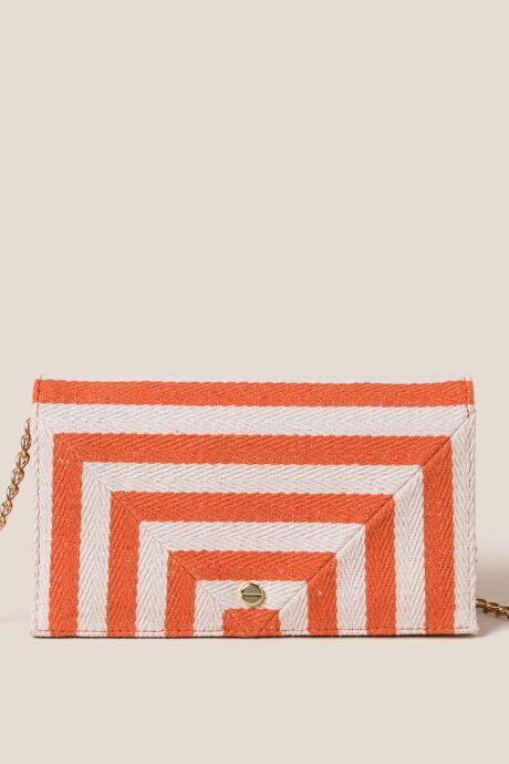 Francesca's Gina Striped Canvas Hard Side Wallet - Orange
