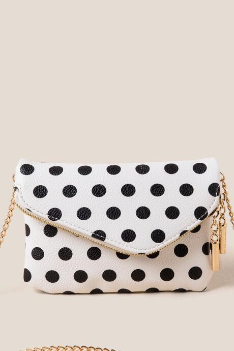 Francesca's Teagan Mini Angled Polka Dot Crossbody - Natural