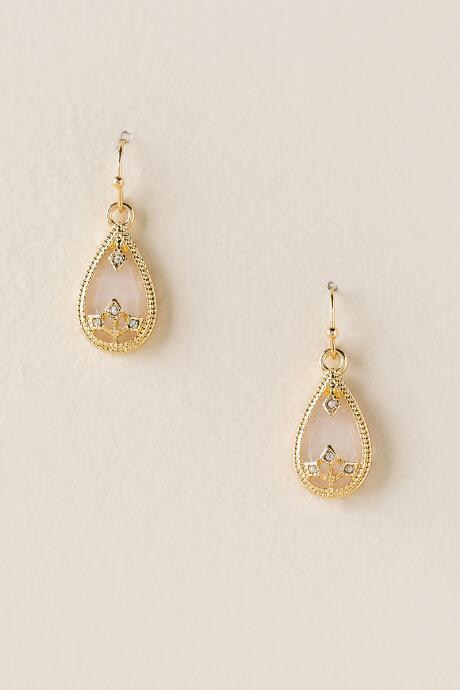 Francesca's Amala Stone Drop Earring In White - White