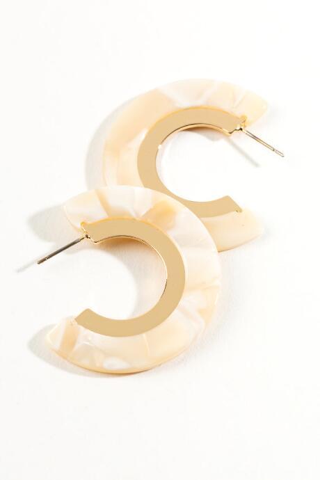 Francesca's Joelle Resin Open Back Hoops - Ivory