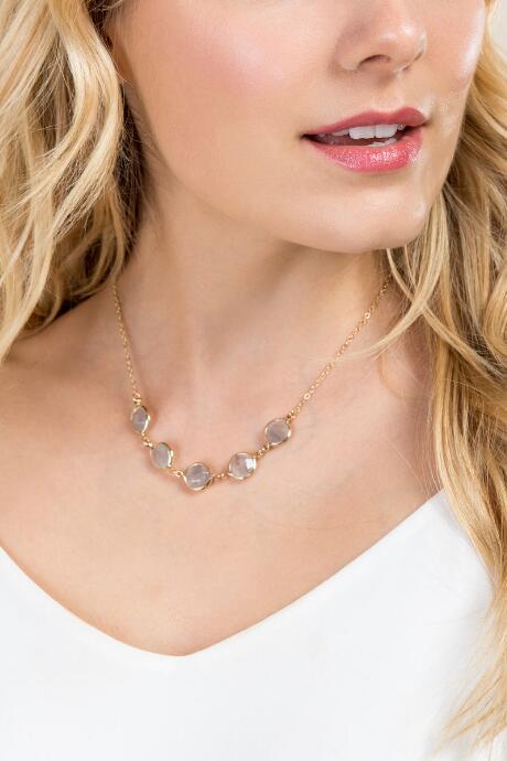 Francesca's Avery Gray Quartz Necklace - Gray