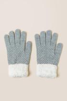 Francesca's Gina Textured Lurex Gloves - Gray