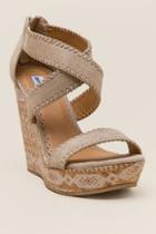 Not Rated Remi Strappy Cork Wedge - Cream
