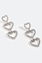 Francesca's Imani Pav Heart Drop Earrings - Silver