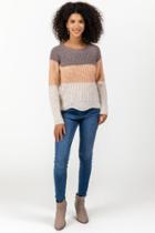 Francesca's Joey Color-block Scallop Sweater - Blush