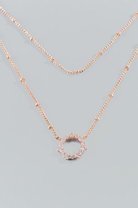 Francesca's Breana Cubic Zirconia Layered Necklace - Rose/gold