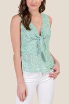 Francesca's Cynthia Tie Front Tank Top - Moss