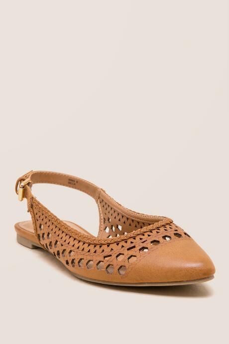 Francesca Inchess Report Beck Laser Cut Sling Back Flat - Tan