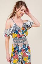 Francesca's Bethany Palm Print Top - Mustard