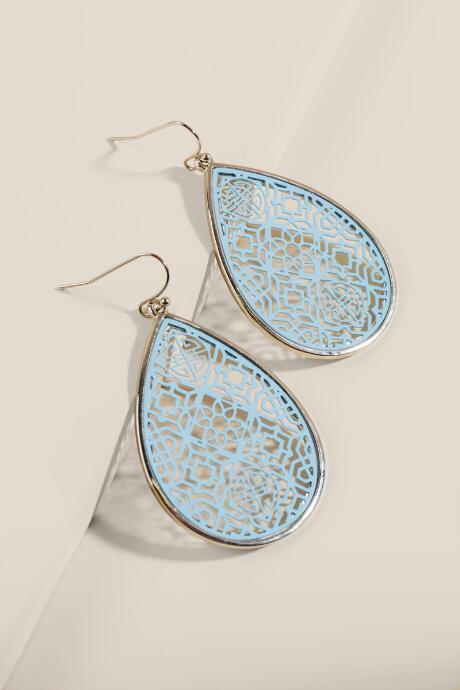 Francesca's Maddi Matte Filigree Teardrop Earrings - Light Blue